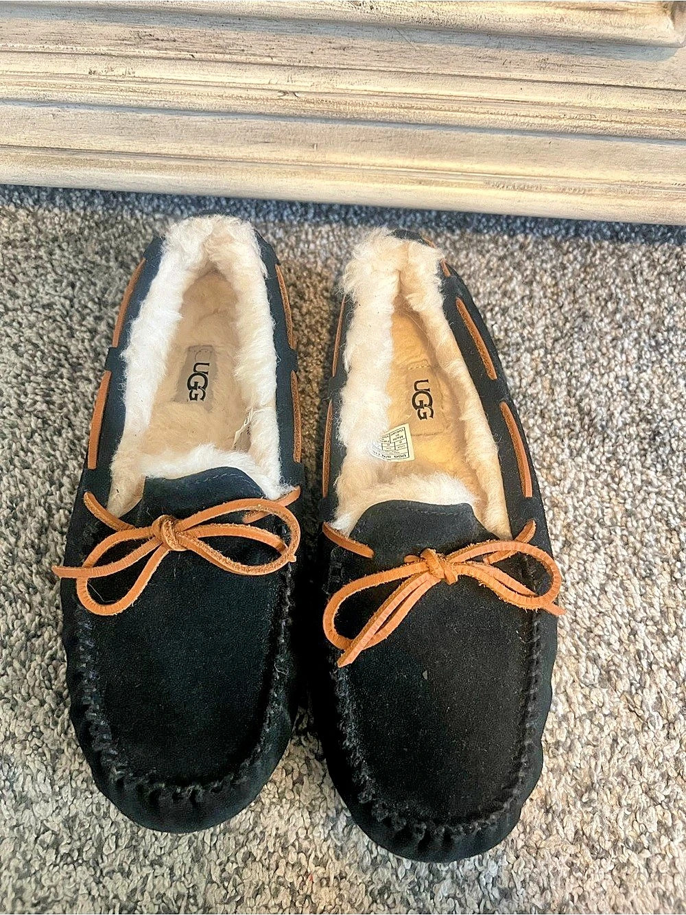 UGG Ascot Black Suede Moccasin Slippers